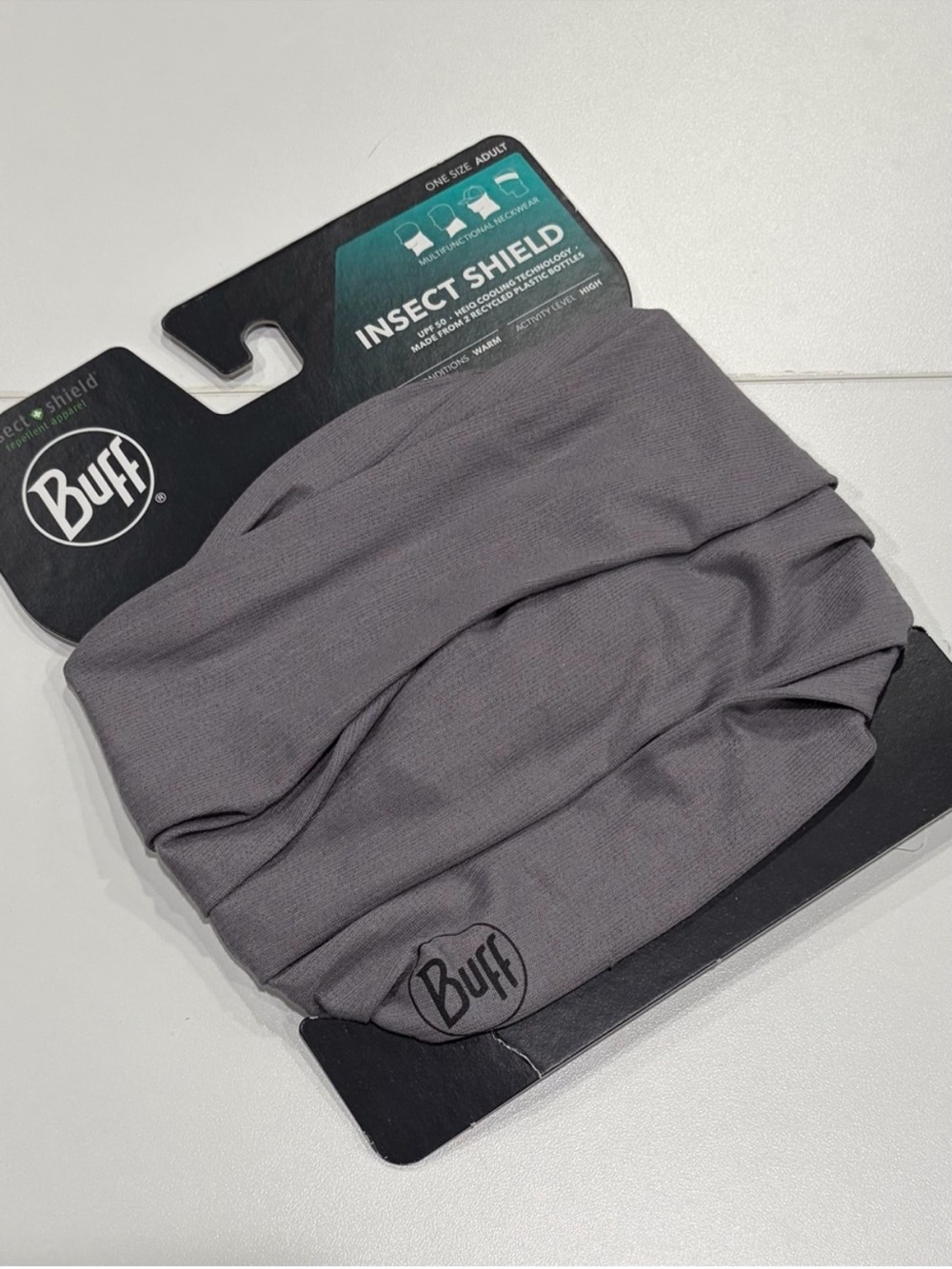 Buff Insect Shield Neckwear Grey NWT 50+ UPF Protect Summer Wrap